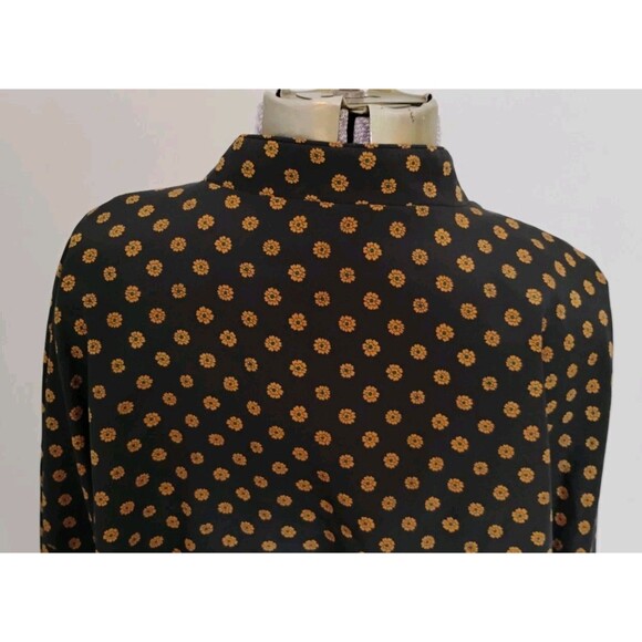 Vtg 80s Leslie Fay Midi Dress Women's Black Brown Paisley Tie Front Secretary 14 - Picture 6 of 15